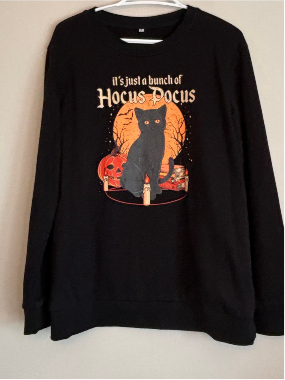 Hocus Pocus Thackery Binx Graphic Sweatshirt Black Orange Size L Halloween